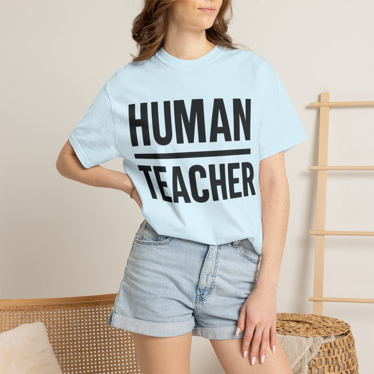 HUMAN TEACHER TEE / BLUE / IVORY