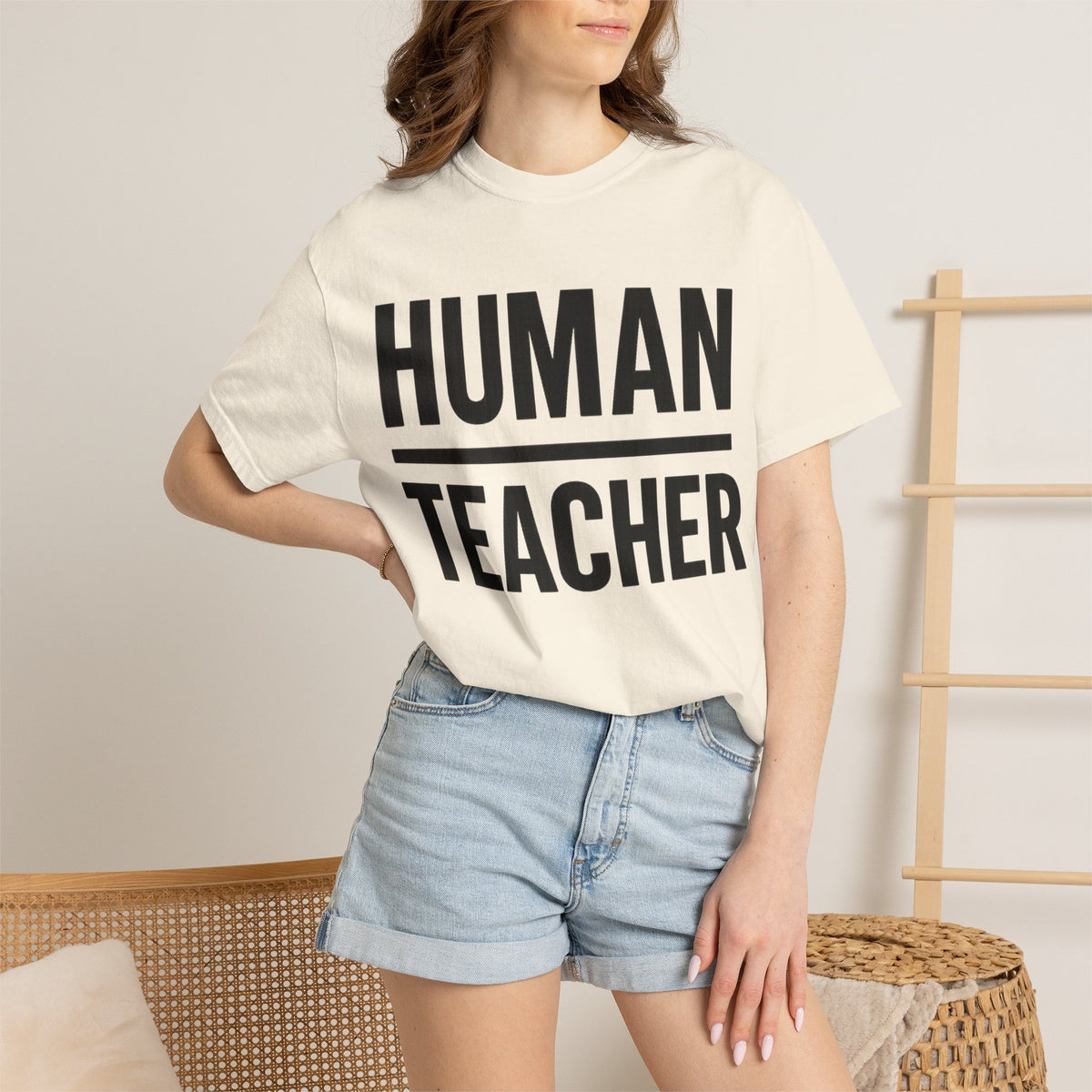 HUMAN TEACHER TEE / BLUE / IVORY